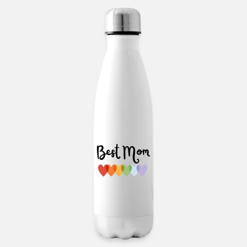 Regenbogenherz Best Mom Design - Isolierflasche - Weiß