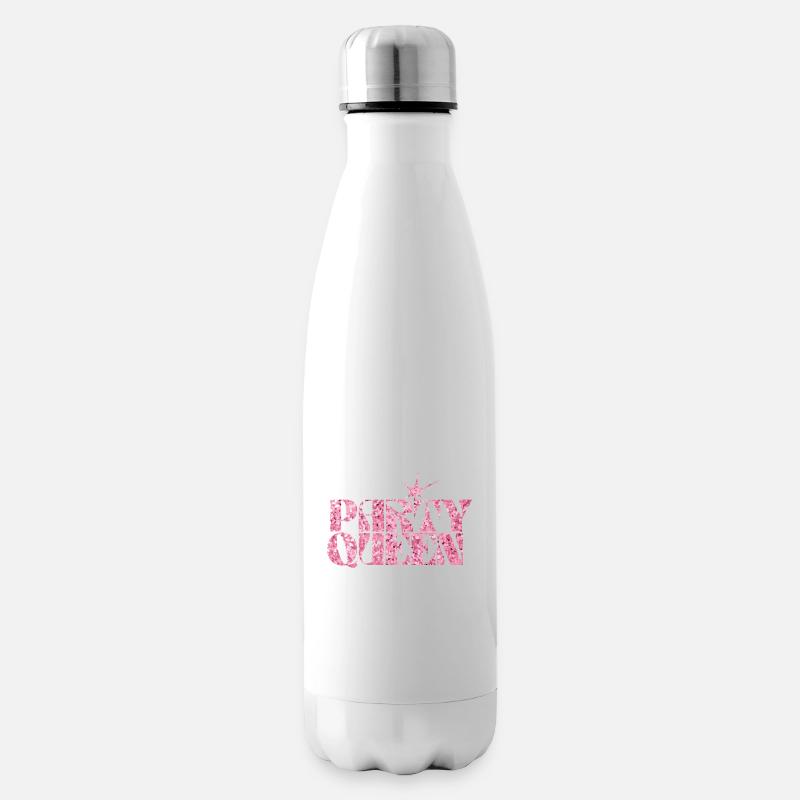 Party Queen Glitzer Text - Isolierflasche - Weiß