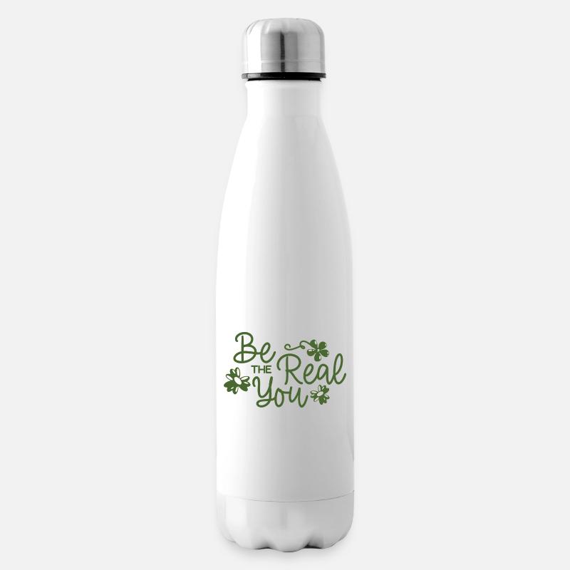 Sei der echte Du Blumenschrift - Isolierflasche - Weiß
