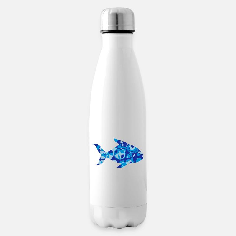 Fisch aus Formen und Muster - Isolierflasche - Weiß