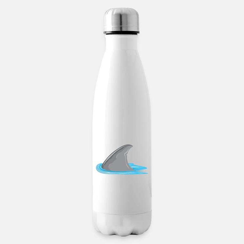 Requin en vue! Aileron de requin dans la mer - Bouteille isotherme - blanc