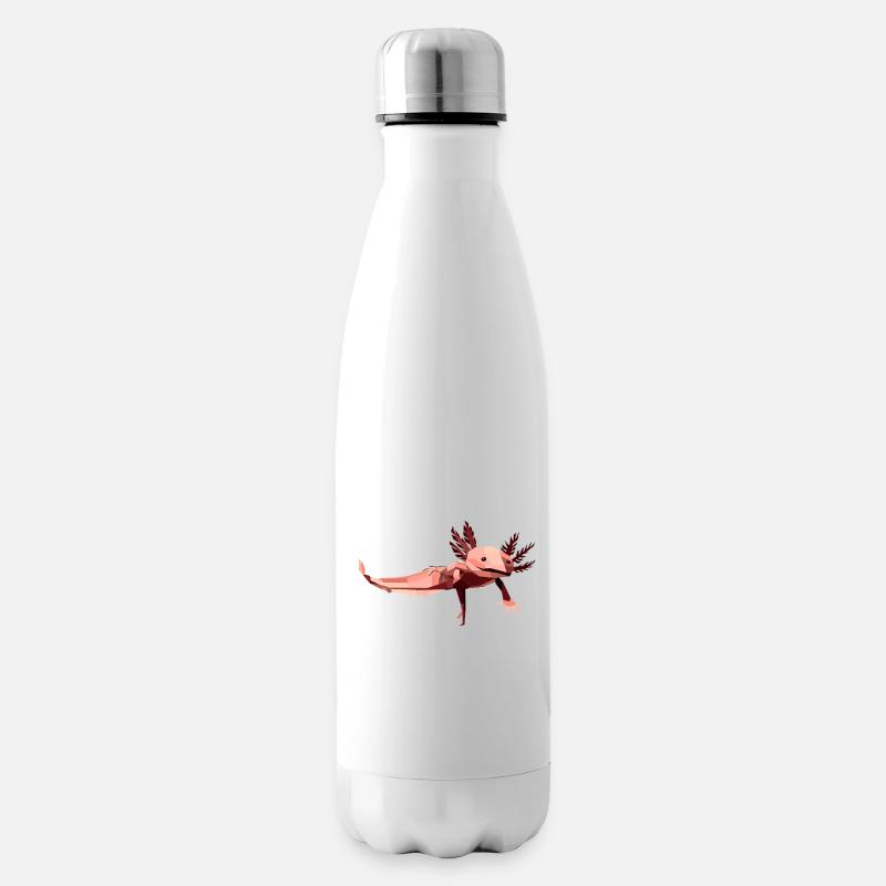 Geometrischer Axolotl mit niedrigem Poly in Rosa - Isolierflasche - Weiß