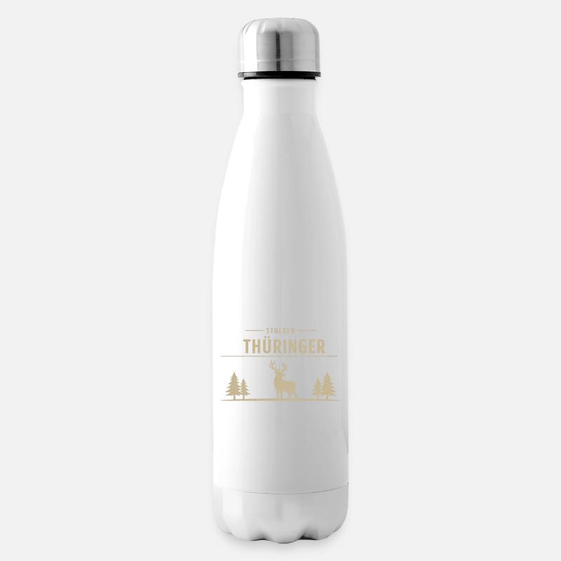 Stolzer Thüringer – Wald & Hirsch Design - Isolierflasche - Weiß