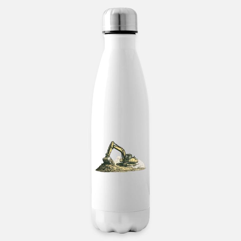 Vintage Excavator Construction Site Construction Machine - Insulated Water Bottle - white