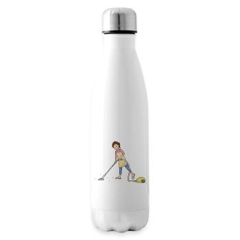 cleaning cleaning cleaning woman broom wischmop61 - Insulated Water Bottle - white - Right