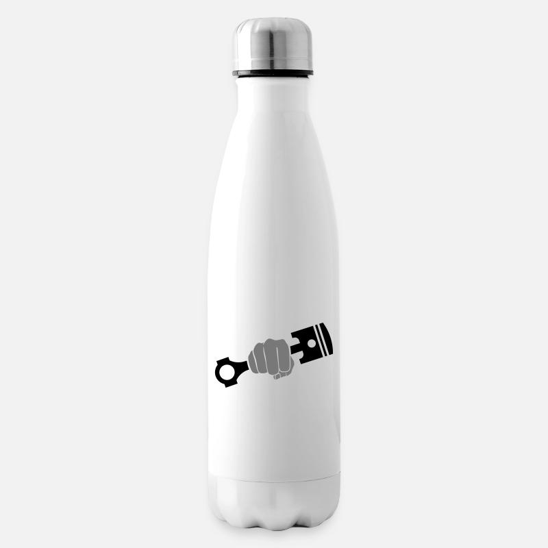 Faust hält Motor Kolben - Isolierflasche - Weiß