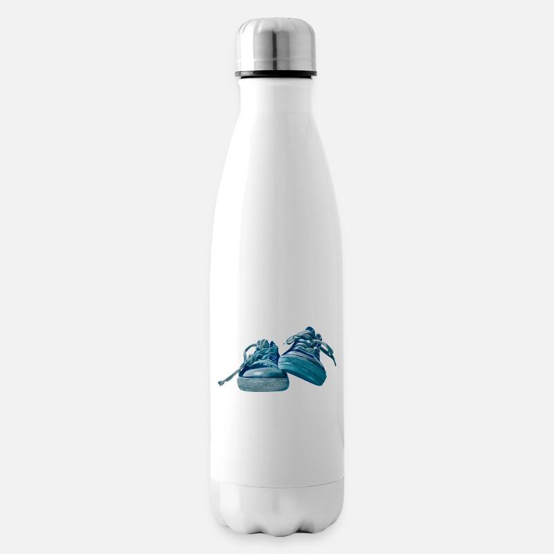 Blaues Sneaker-Design - Isolierflasche - Weiß