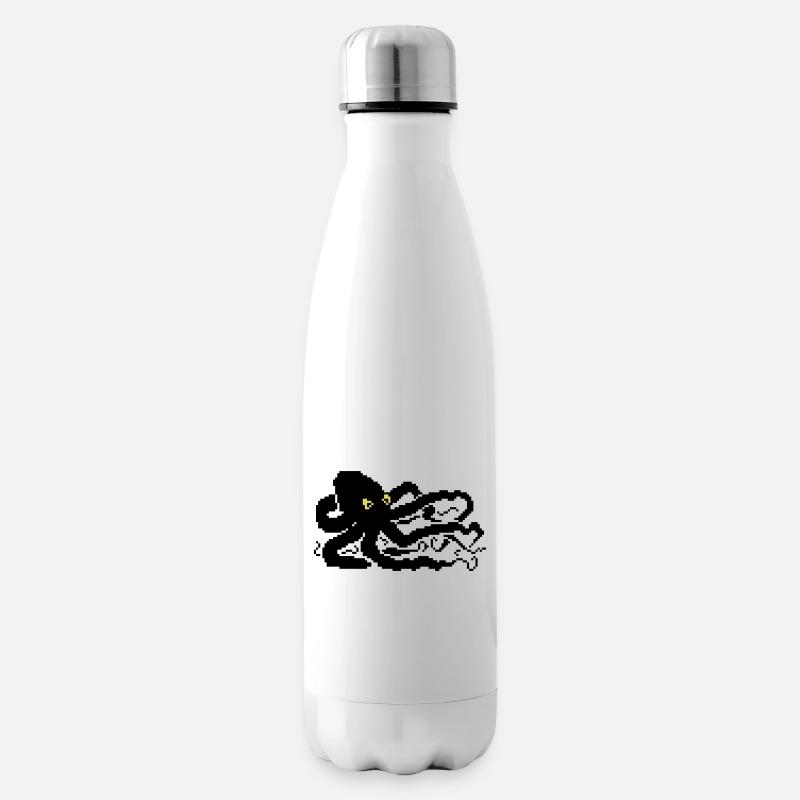 8bit pixel octopus - Isolierflasche - Weiß