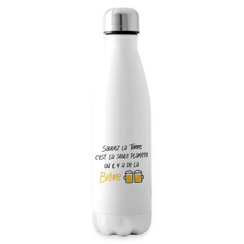 Sauvez la Terre, il y a de la bière ! - Bouteille isotherme - blanc - Droite