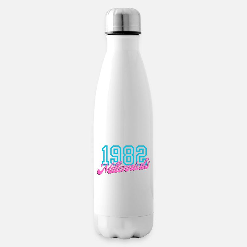 1982 Millennial Retro Numeric Design - Insulated Water Bottle - white