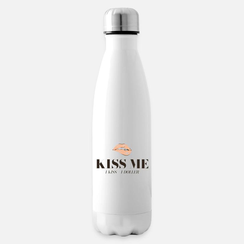 Motif du baiser : Lèvres et slogan du dollar - Bouteille isotherme - blanc