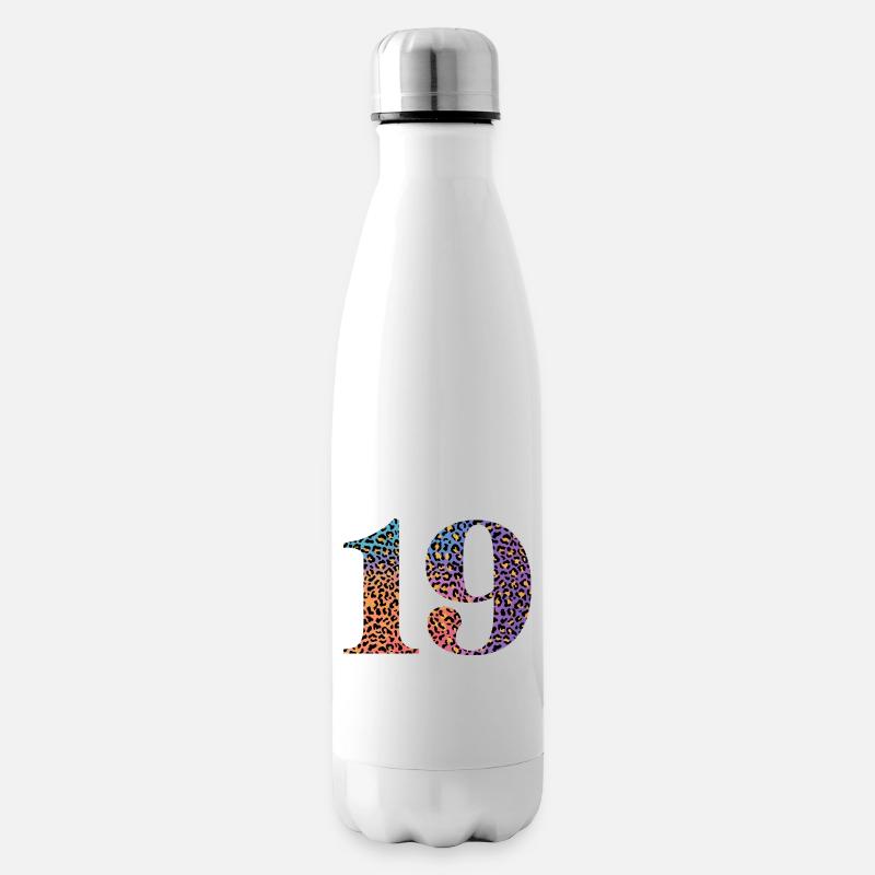 19e anniversaire léopard - Bouteille isotherme - blanc