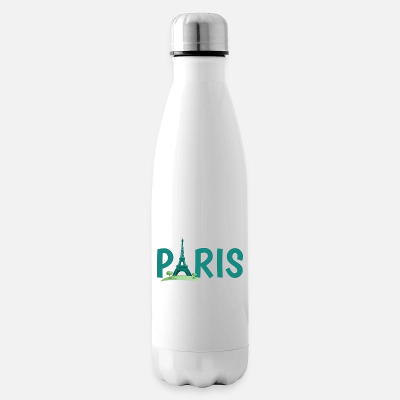 Paris Skyline with Eiffel Tower Illustration - Insulated Water Bottle - white