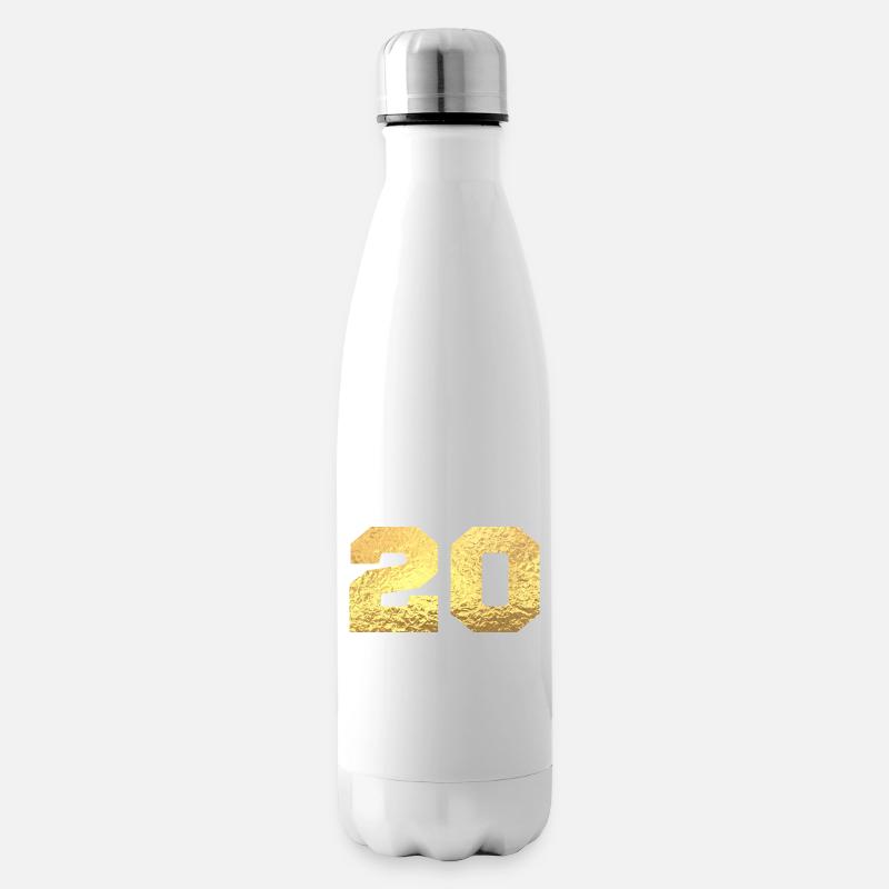 Numéro 20 paillettes doré - 20e anniversaire - Bouteille isotherme - blanc