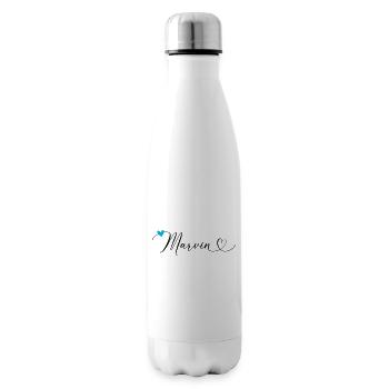 Marvin Last name First name Calligraphy heart - Insulated Water Bottle - white - Right