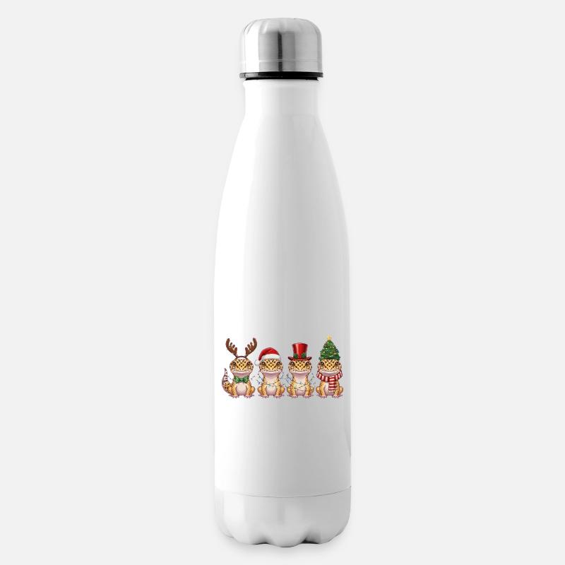 Leopardgecko Weihnachten Lichterkette - Isolierflasche - Weiß