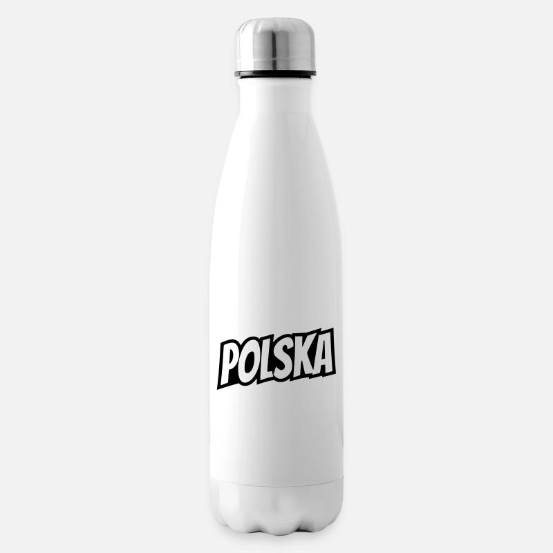 Lettrage Polska - Pologne - Bouteille isotherme - blanc