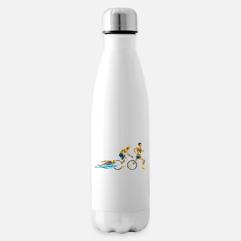 Relai Triathlon: Nage-Cycle-Course - Bouteille isotherme - blanc