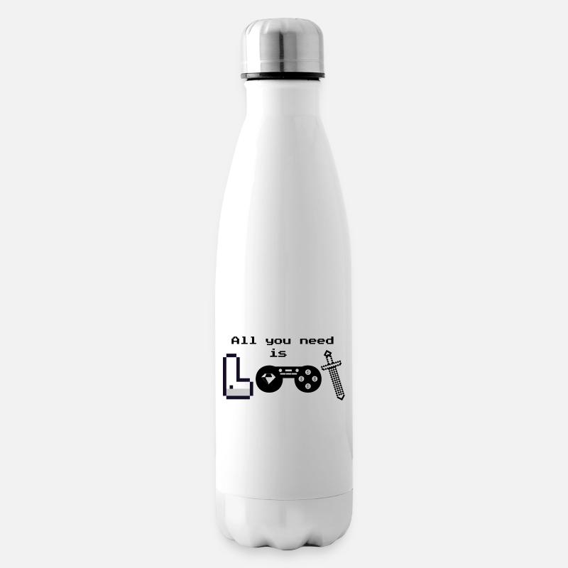 Pixel Logo Gaming "All you need is loot" - Isolierflasche - Weiß