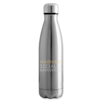 Warning Socially Awkward Funny Social Clumsy - Insulated Water Bottle - silver - Right