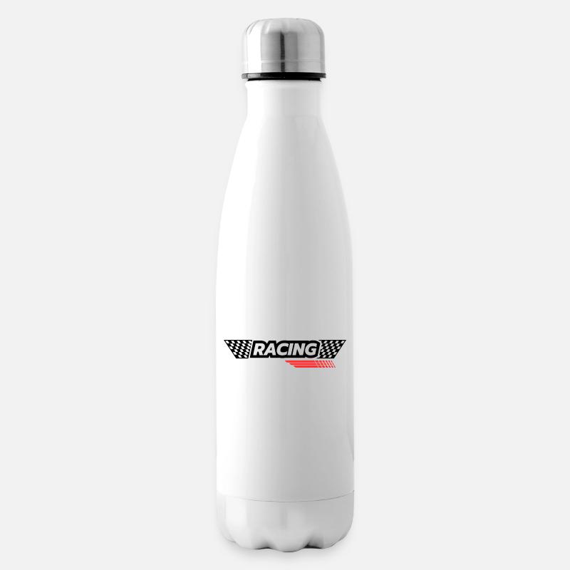 Course - Course - Course - Voiture - Fun - Bouteille isotherme - blanc