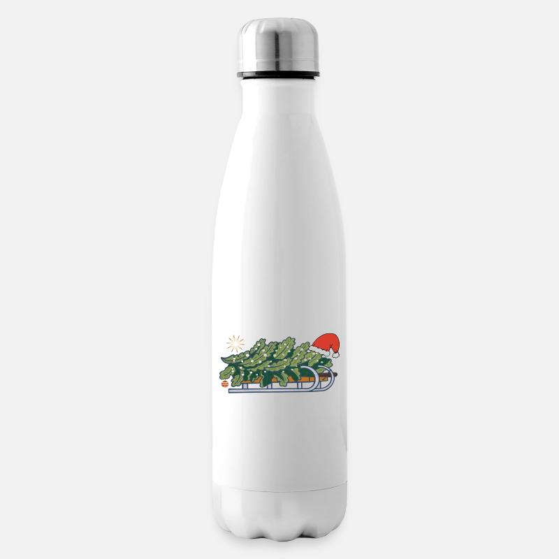 Weihnachtsbaum auf einem Schlitten - Isolierflasche - Weiß