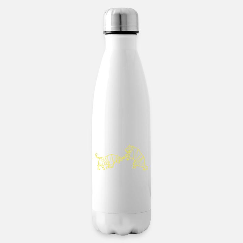Bull vs Bear Stripe - Insulated Water Bottle - white