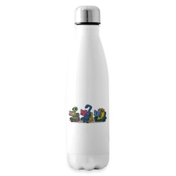 Funny Monsters Reading Self Help Books Bookworm - Insulated Water Bottle - white - Right