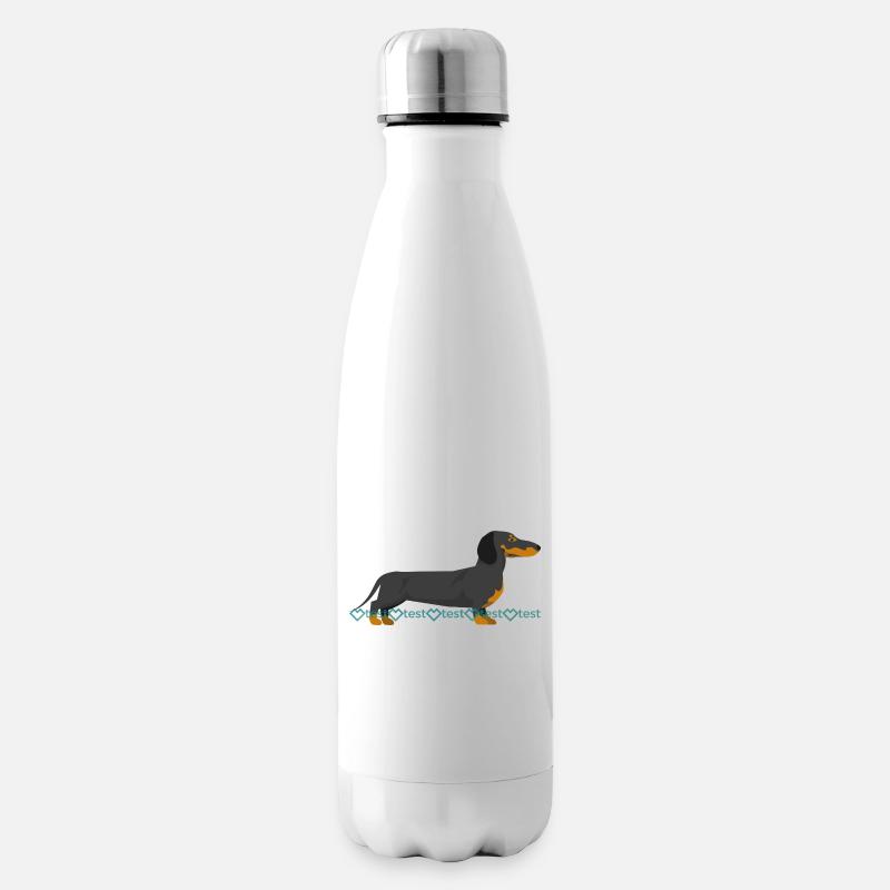 Dackel Silhouette mit Wasserzeichen Muster - Isolierflasche - Weiß