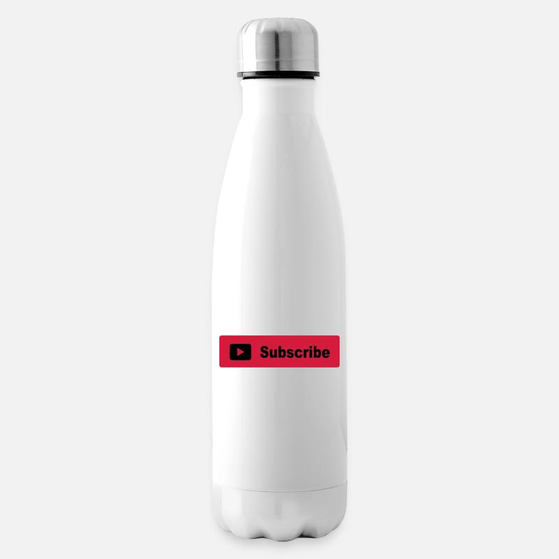 Subscribe Button - Insulated Water Bottle - white
