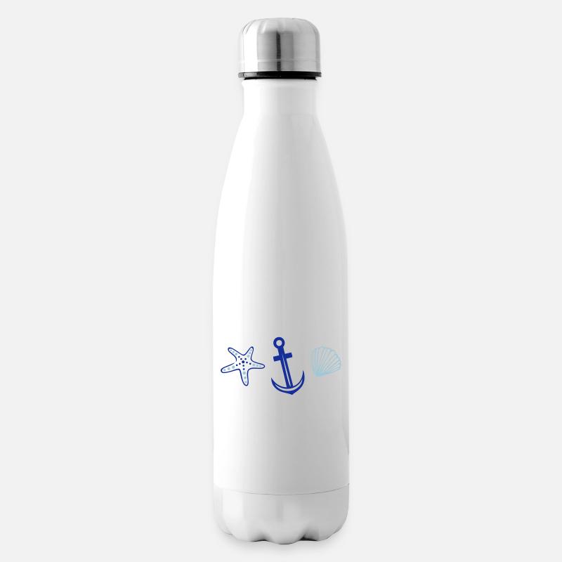 Anker mit Seestern und Muschel. - Isolierflasche - Weiß