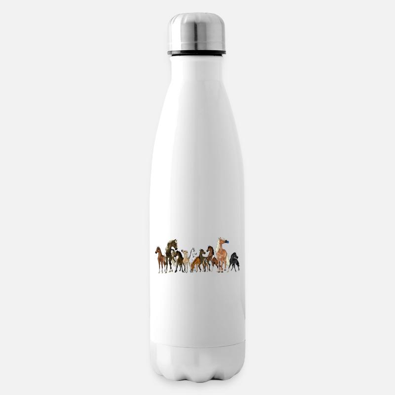 Pferde Schule - Gruppenbild mit allen Pferden - Isolierflasche - Weiß
