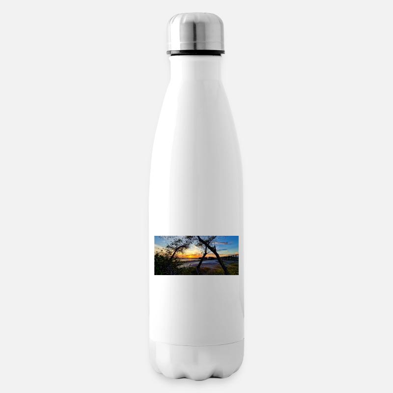 Coucher de soleil sur la nature sauvage - Bouteille isotherme - blanc