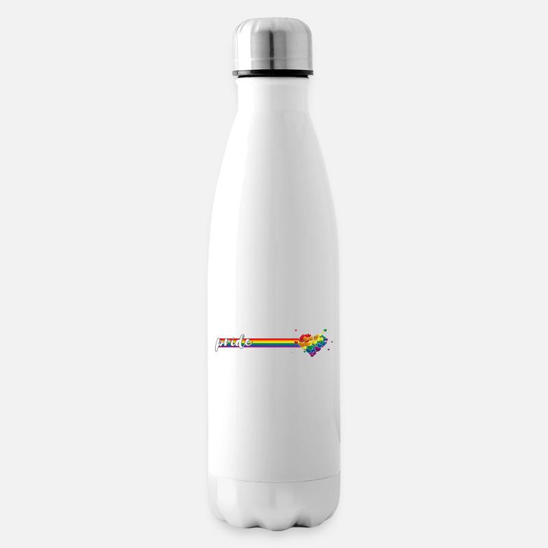 Long Rainbow Flag Hearts Splash Pride - Insulated Water Bottle - white