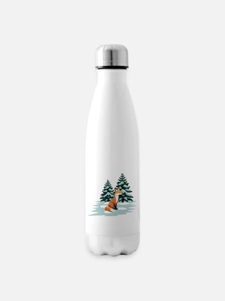 Fuchs im Schnee - Isolierflasche - Weiß