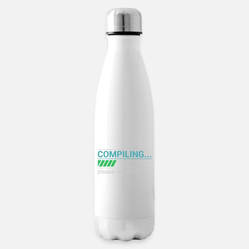 Funny Programmer T-Shirt - Compiling Please - Insulated Water Bottle - white