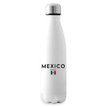 Drapeau du Mexique, design minimaliste élégant - Bouteille isotherme - blanc - Droite