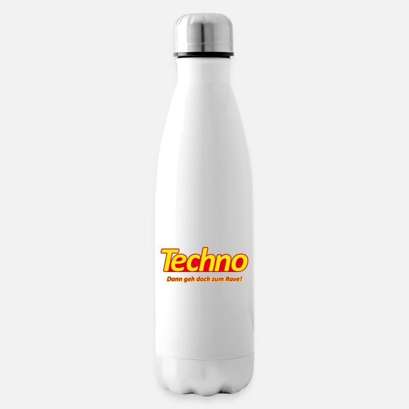Techno - Dann geh doch zum Rave! - Werbeslogan - Isolierflasche - Weiß