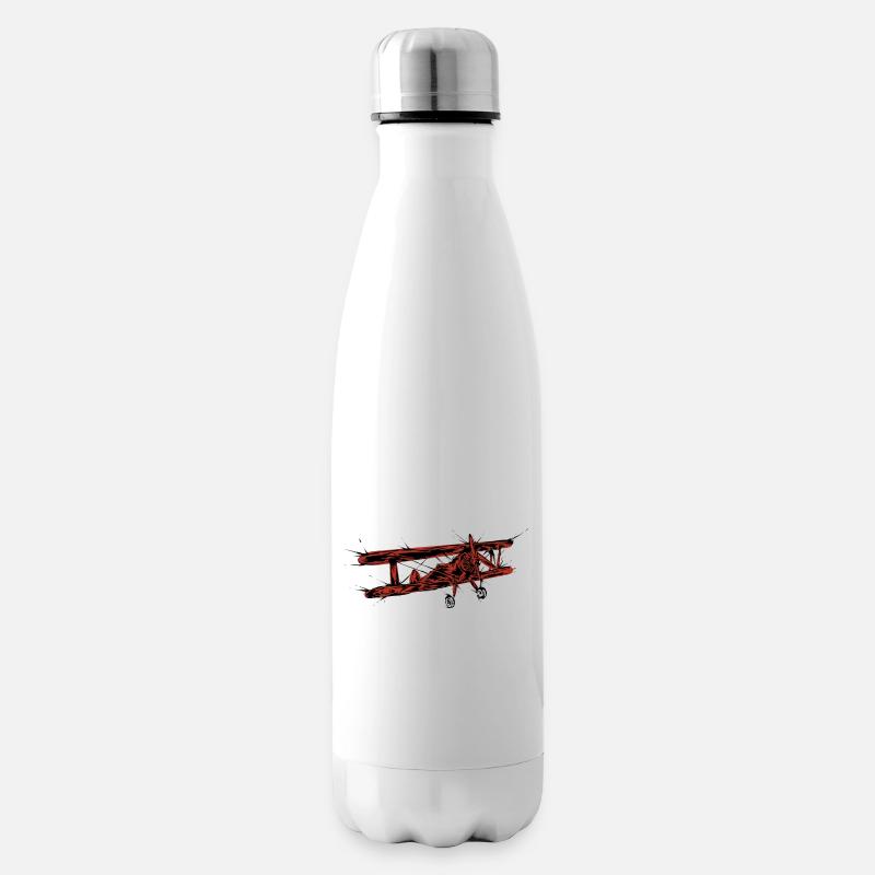 Oldtimer Flugzeug - Isolierflasche - Weiß