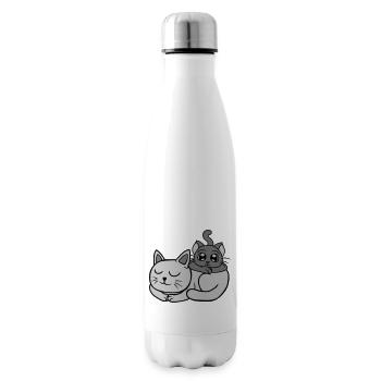 Freunde 2 Katzen aufeinander - Isolierflasche - Weiß - Rechts
