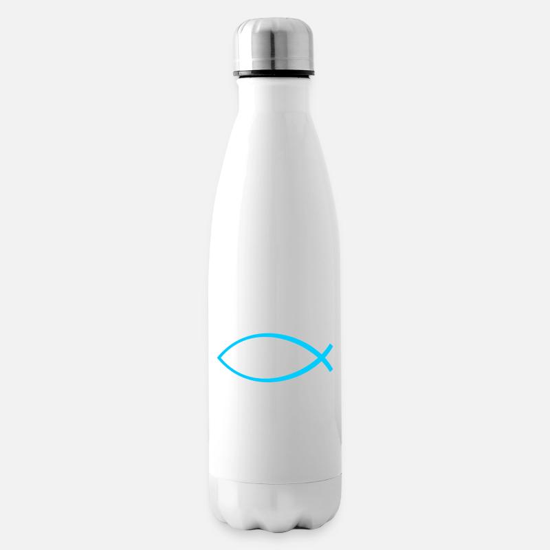 Ichtus poisson bleu clair - Bouteille isotherme - blanc