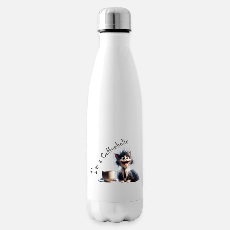 Chat Coffeeholic - Bouteille isotherme - blanc