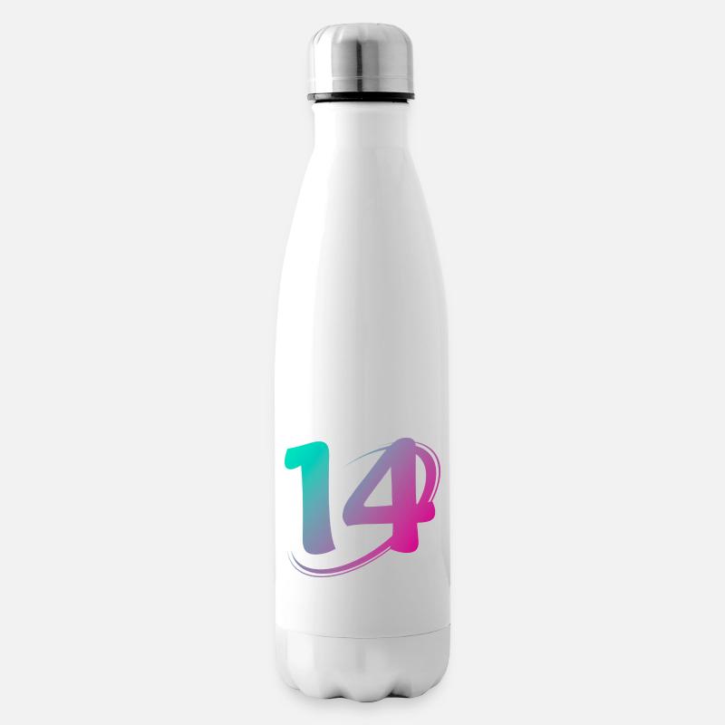 Numéro 14 multicolore - Bouteille isotherme - blanc