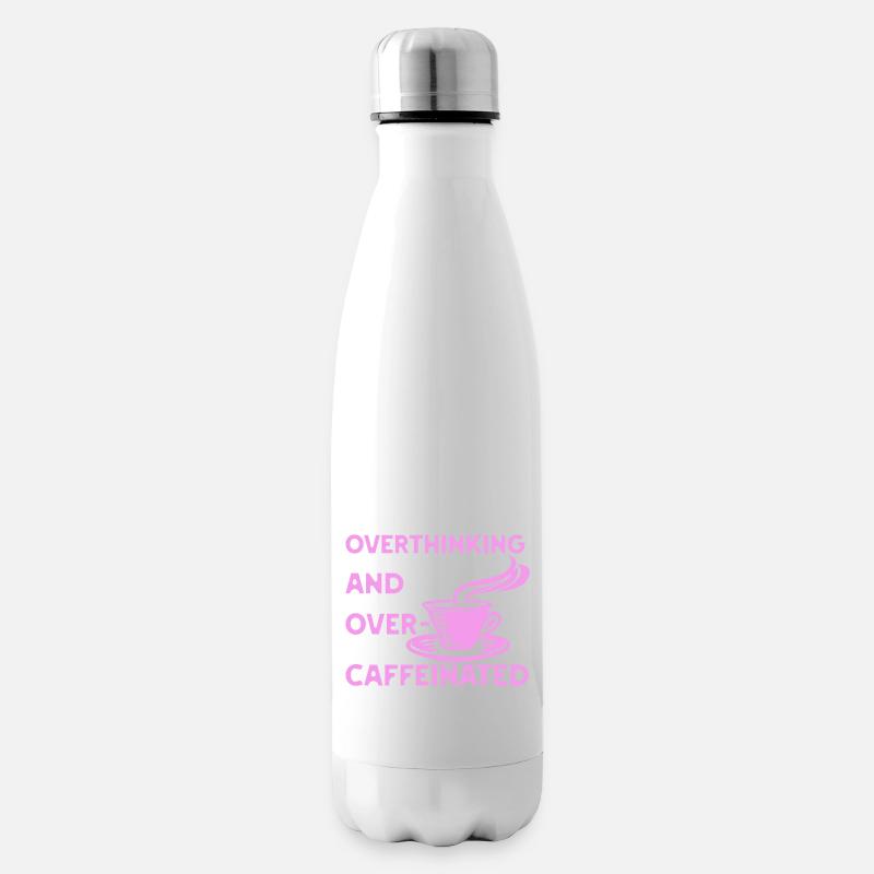 overthinking and over-caffeinated in pink - Insulated Water Bottle - white