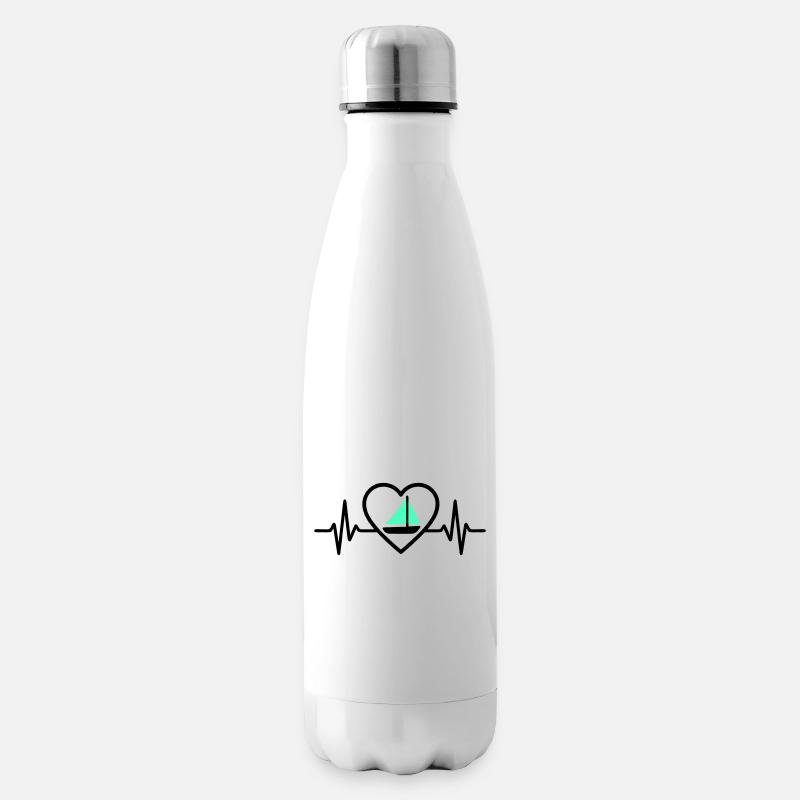 Herz Segeln – Leidenschaft Boot - Isolierflasche - Weiß