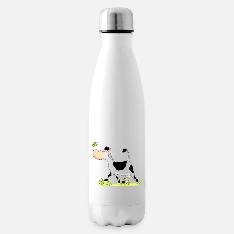 Cow chasing Butterfly - Isolierflasche - Weiß