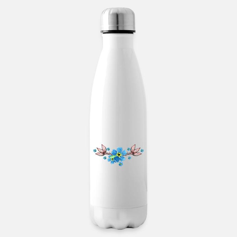 Blumen - Isolierflasche - Weiß