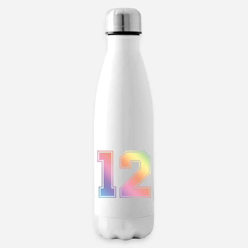 12 Zahl Bunt - Isolierflasche - Weiß