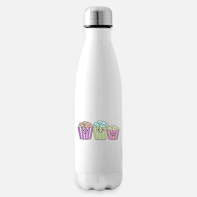 popcorn, pop familiale, bande dessinée, rose - Bouteille isotherme - blanc