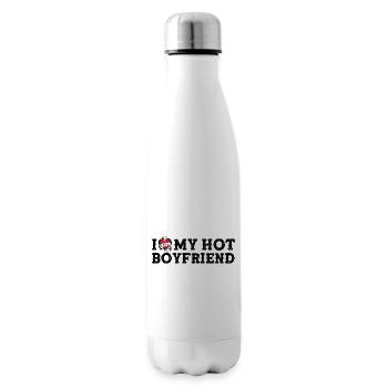 Vintage I Love My Hot Boyfriend I Heart My Hot BF - Insulated Water Bottle - white - Right
